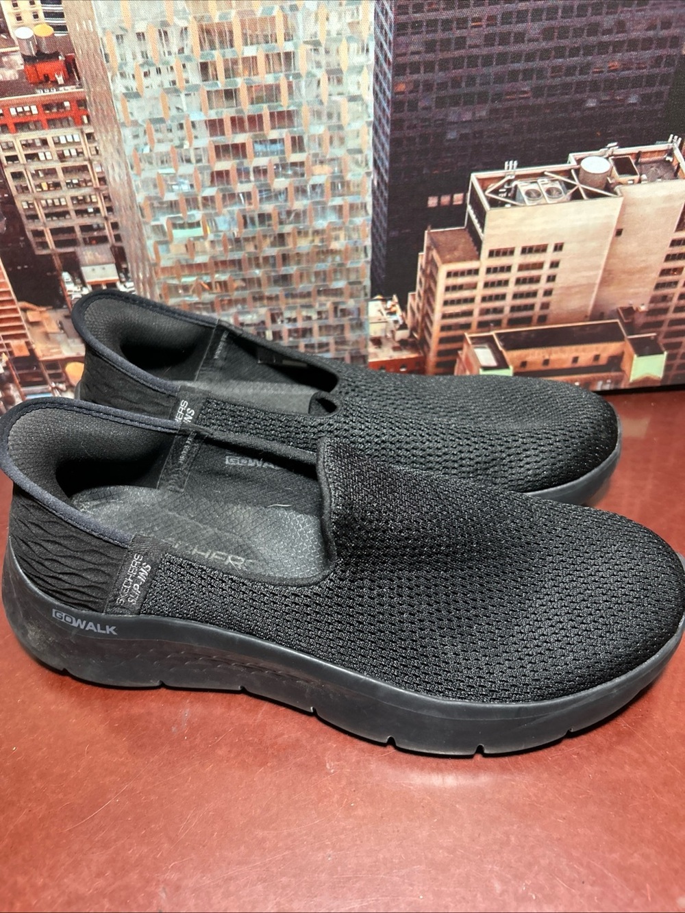 Skechers Slip-On Knit Walking Shoes in Black